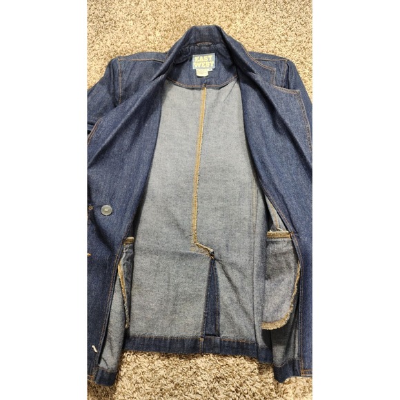 Vtg 80s 90s Womens Oversized Blue Denim Jacket Gold Buttons Size Medium EastWest - Picture 5 of 12
